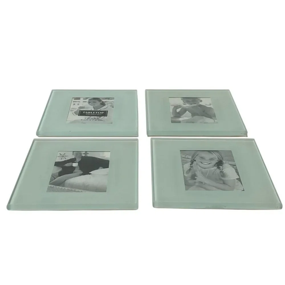 Tabletop Memories Glass Photo Coasters Holds 2